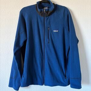Patagonia Men's Large Pique Knit Fleece Jacket Navy GORPCORE
